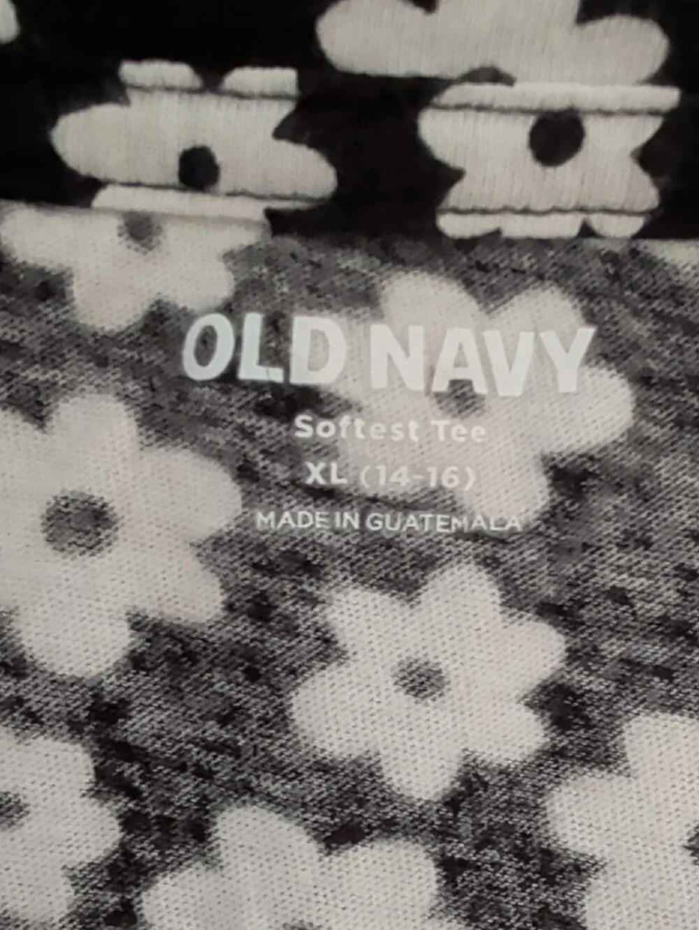 Old Navy Black Tee with White Daisy Print